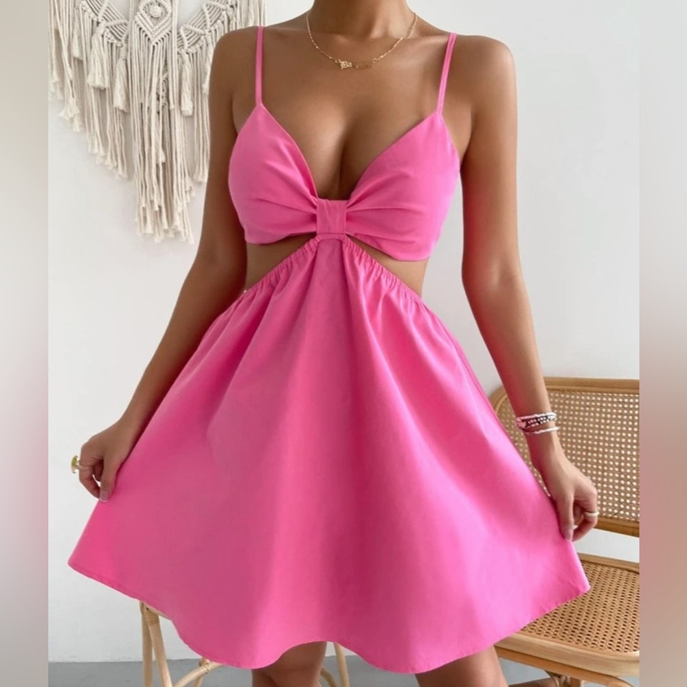 Pink Sleeveless Cutout Dress